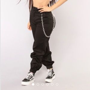 Underneath It All Chain Joggers - Black